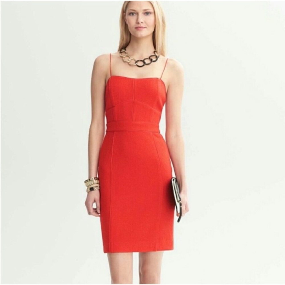 Banana Republic Sleveless Piped Corset Wool Blend Romantic Feminine Mini Dress.